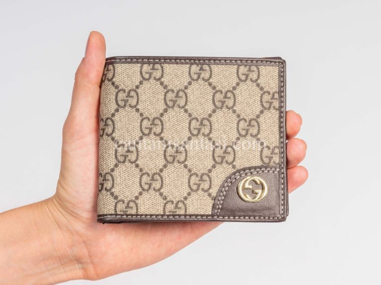 gucci cuzdan erkek kahve classic logo desenli