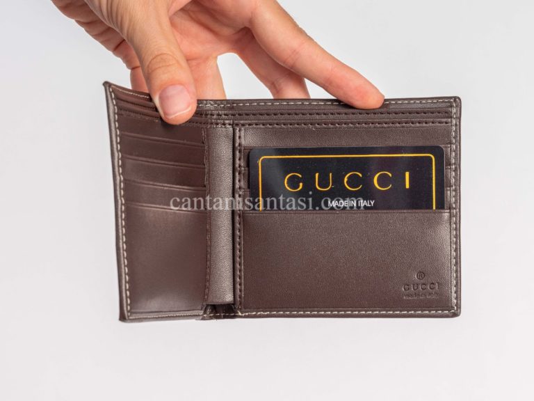 gucci cuzdan erkek kahve classic logo desenli
