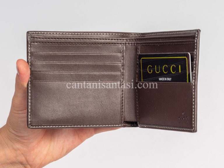 gucci cuzdan erkek kahve classic logo desenli