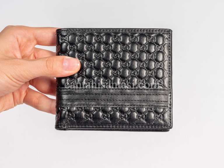 gucci cuzdan erkek siyah logo kabartmali desen