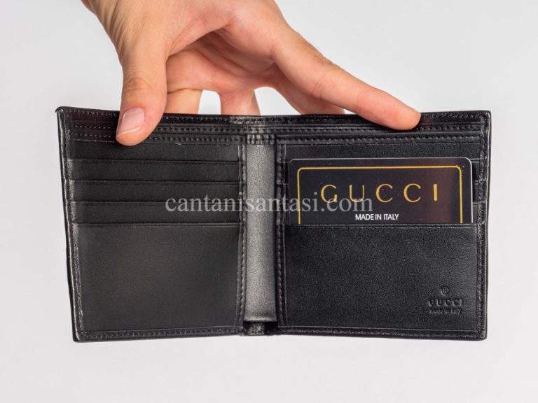 gucci cuzdan erkek siyah logo kabartmali desen