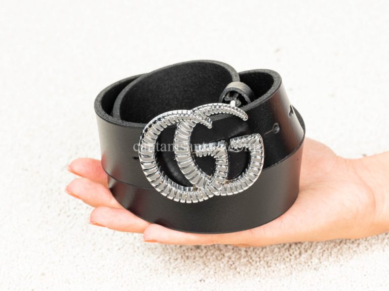 gucci kemer gumus parlak toka siyah 4cm