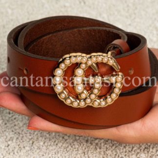 gucci kemer ince kahve inci toka 2.5cm