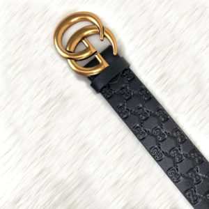 gucci kemer siyah baskli deri gold toka 4cm