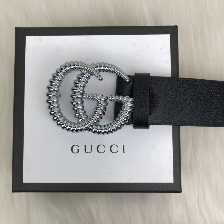 gucci kemer siyah silver parlak antik cizgili toka 4cm