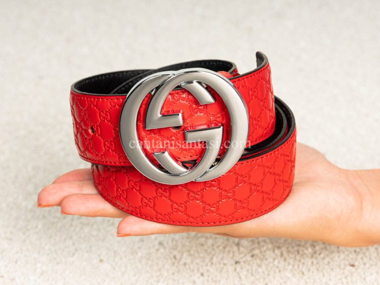 gucci kemer unisex silver toka kirmizi logo kabartmali