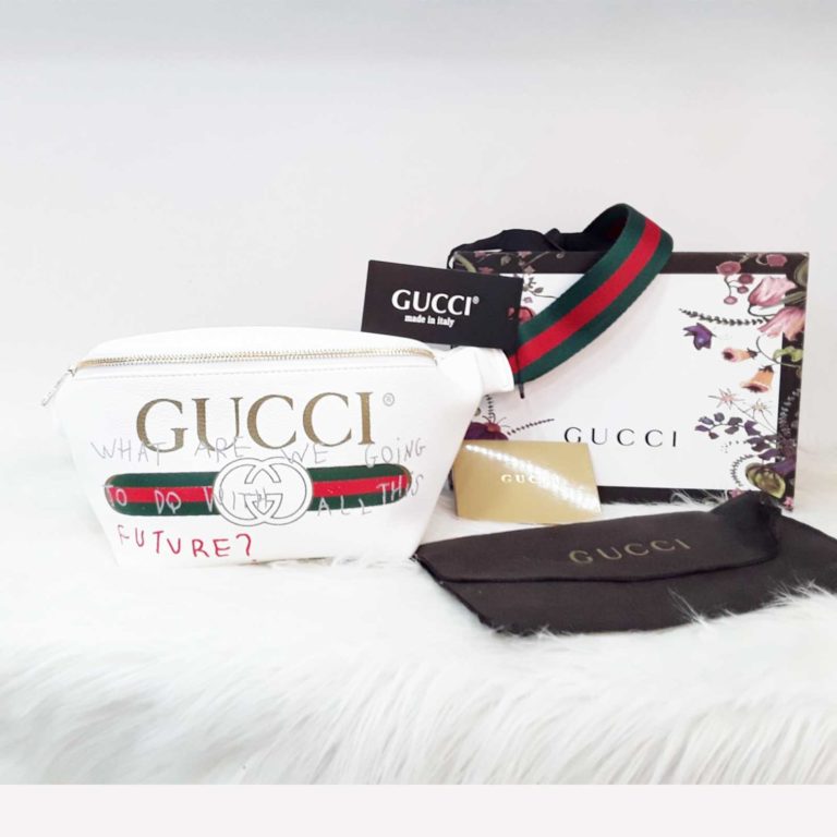 gucci suni deri canta bel cantasi renkli kemer beyaz