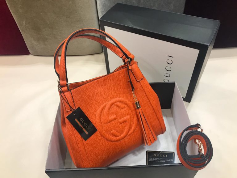 gucci suni deri canta cift sapli buyuk boy turuncu