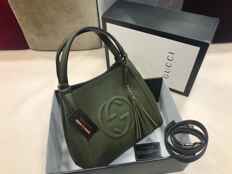 gucci suni deri canta cift sapli buyuk boy yesil