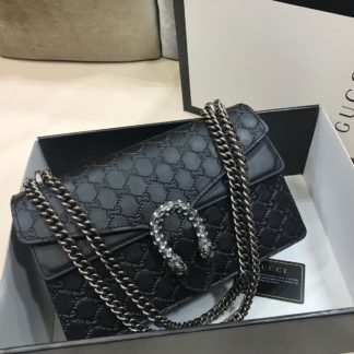 gucci suni deri canta dionysus tasli siyah baskili 28x17