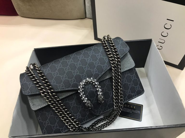 gucci suni deri canta dionysus tasli siyah gri baskili 28x17