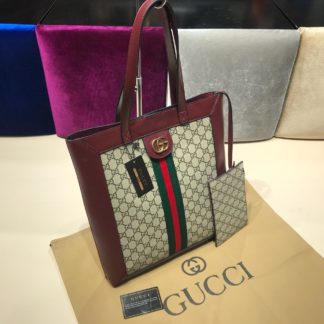 gucci suni deri canta shopping bordo 37x35