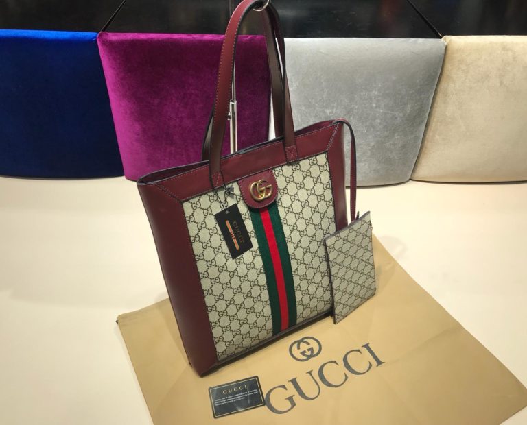 gucci suni deri canta shopping bordo 37x35