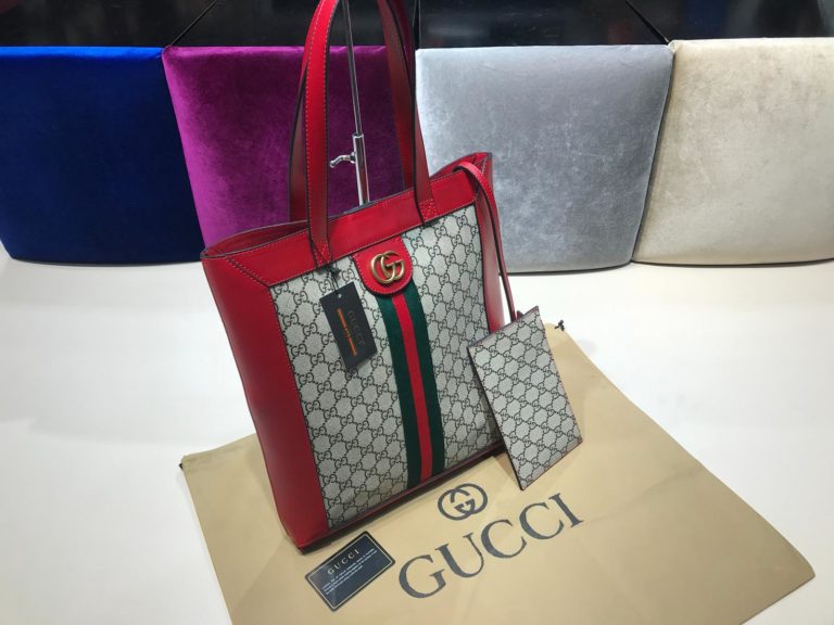 gucci suni deri canta shopping kirmizi 37x35
