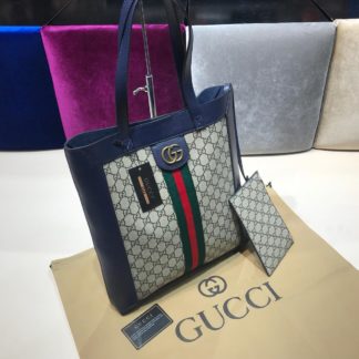 gucci suni deri canta shopping lacivert 37x35