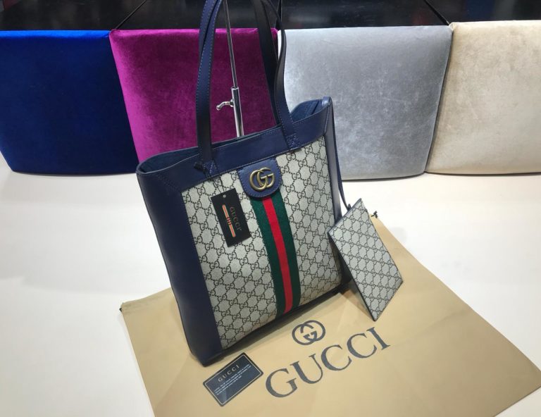 gucci suni deri canta shopping lacivert 37x35