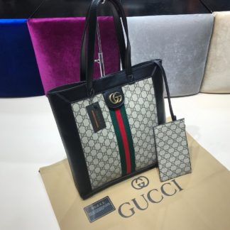 gucci suni deri canta shopping siyah 37x35
