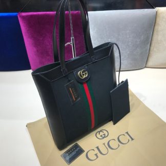 gucci suni deri canta shopping siyah siyah 37x35