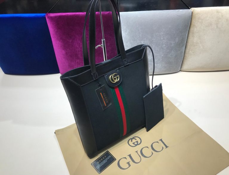 gucci suni deri canta shopping siyah siyah 37x35