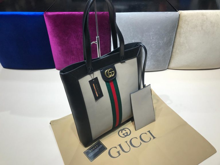 gucci suni deri canta shopping siyah vizon 37x35