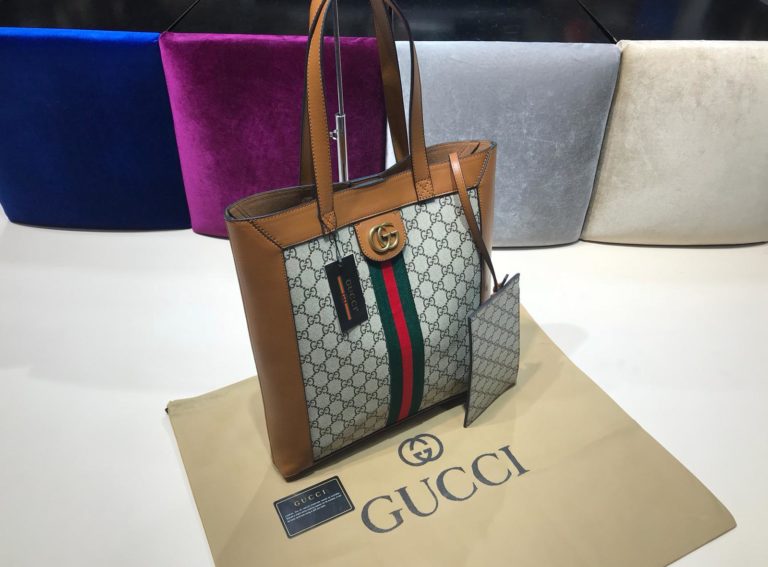 gucci suni deri canta shopping taba 37x35