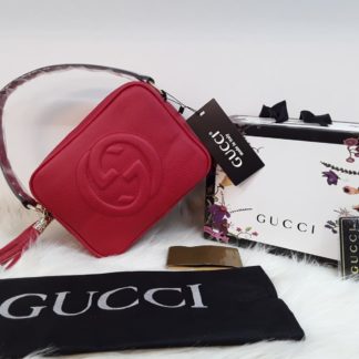 gucci suni deri canta soho cift fermuarli cift askili kirmizi 23x17