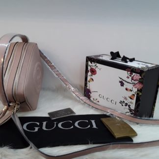 gucci suni deri canta soho cift fermuarli cift askili pudra pembe 23x17