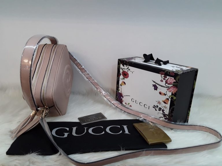 gucci suni deri canta soho cift fermuarli cift askili pudra pembe 23x17