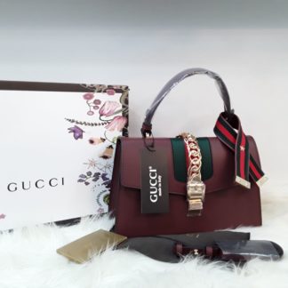gucci suni deri canta sylvie buyuk boy cift askili bordo 30x20
