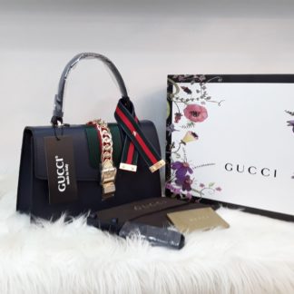 gucci suni deri canta sylvie buyuk boy cift askili lacivert 30x20