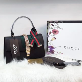 gucci suni deri canta sylvie buyuk boy cift askili siyah 30x20