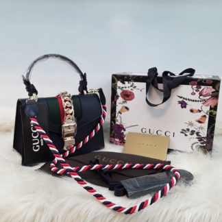 gucci suni deri canta sylvie mini boy cift askili lacivert 20x14