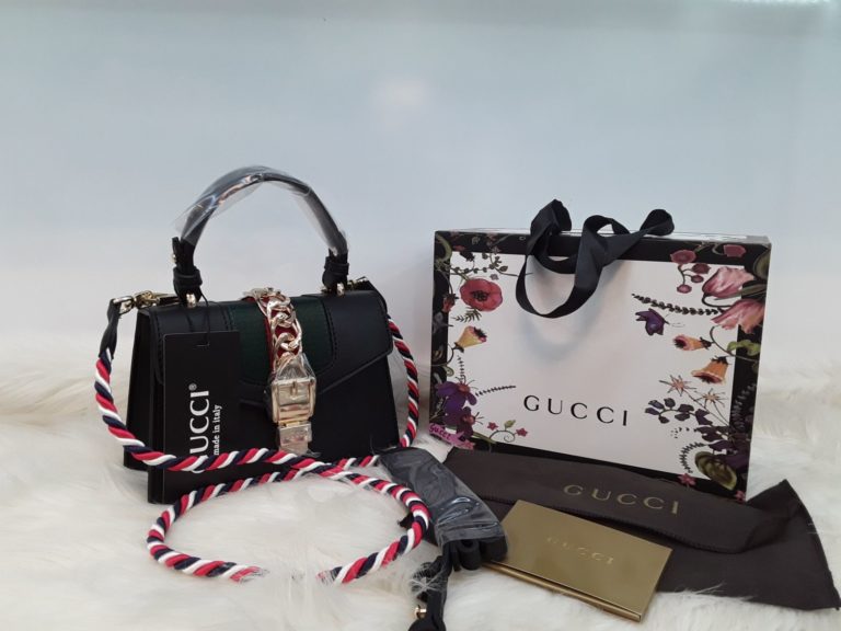 gucci suni deri canta sylvie mini boy cift askili siyah 20x14