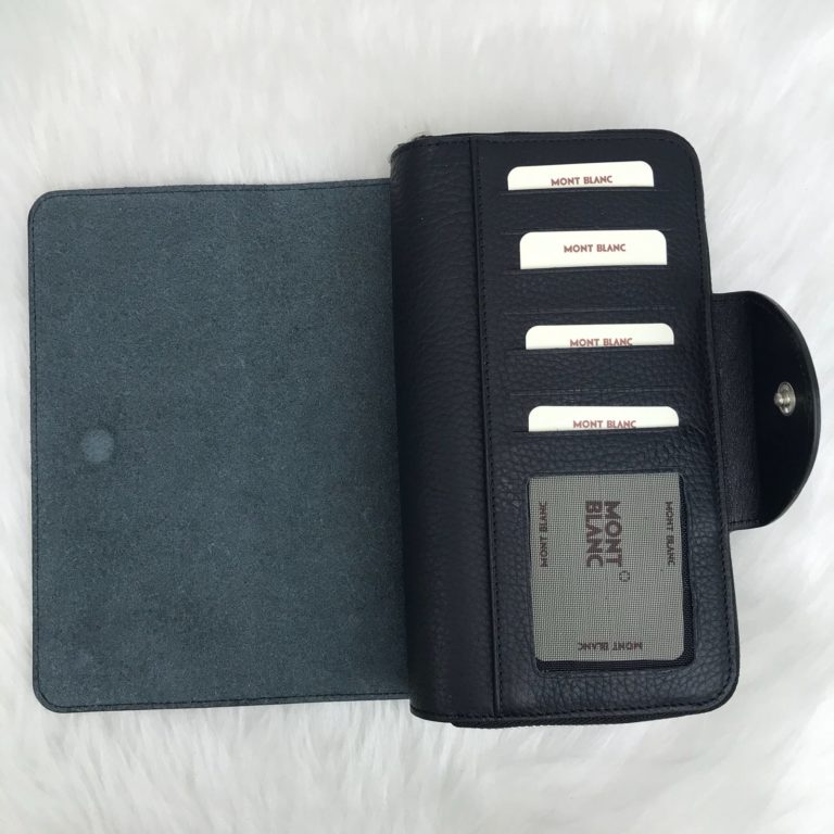 mont blanc cuzdan erkek daily organiser cok bolmeli siyah 22x13