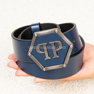 philip plein kemer erkek lacivert logo toka altigen pp silver