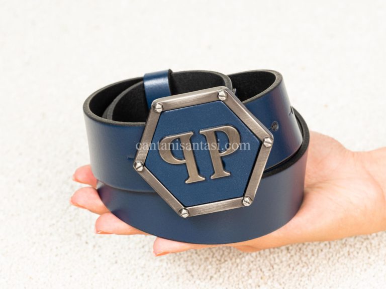philip plein kemer erkek lacivert logo toka altigen pp silver