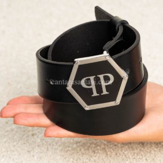 philip plein kemer erkek siyah logo tokali altigen pp silver