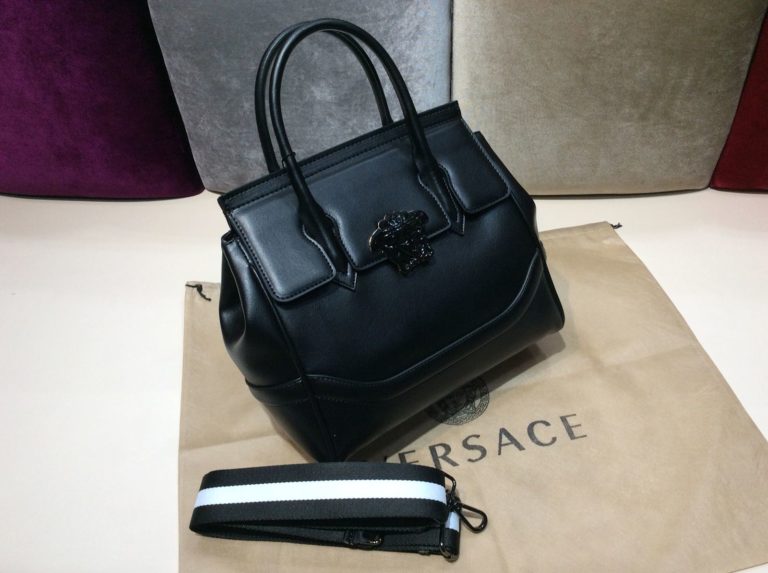versace canta suni deri palazzo buyuk boyut capraz askili siyah