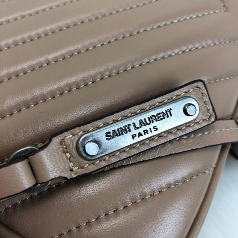 ysl saint laurent canta Lou postaci cantasi camel silver 23x16cm