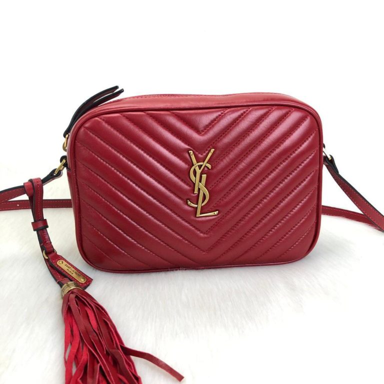 ysl saint laurent canta Lou postaci cantasi kirmizi gold 23x16cm