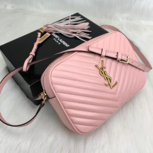 ysl saint laurent canta Lou postaci cantasi pembe gold 23x16cm