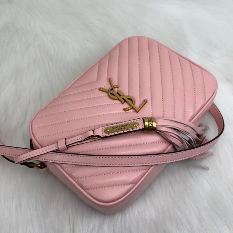ysl saint laurent canta Lou postaci cantasi pembe gold 23x16cm