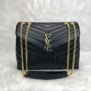 ysl saint laurent canta lou lou buyuk boy gold siyah 35x25