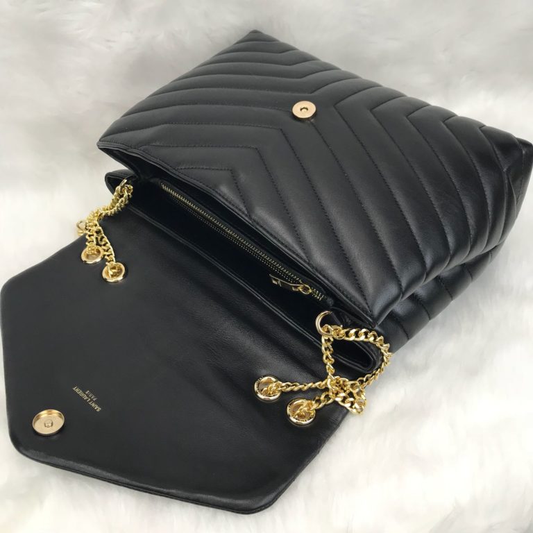 ysl saint laurent canta lou lou buyuk boy gold siyah 35x25