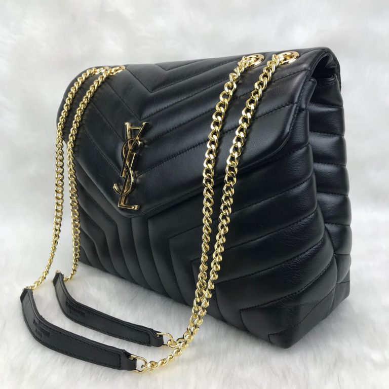 ysl saint laurent canta lou lou buyuk boy gold siyah 35x25
