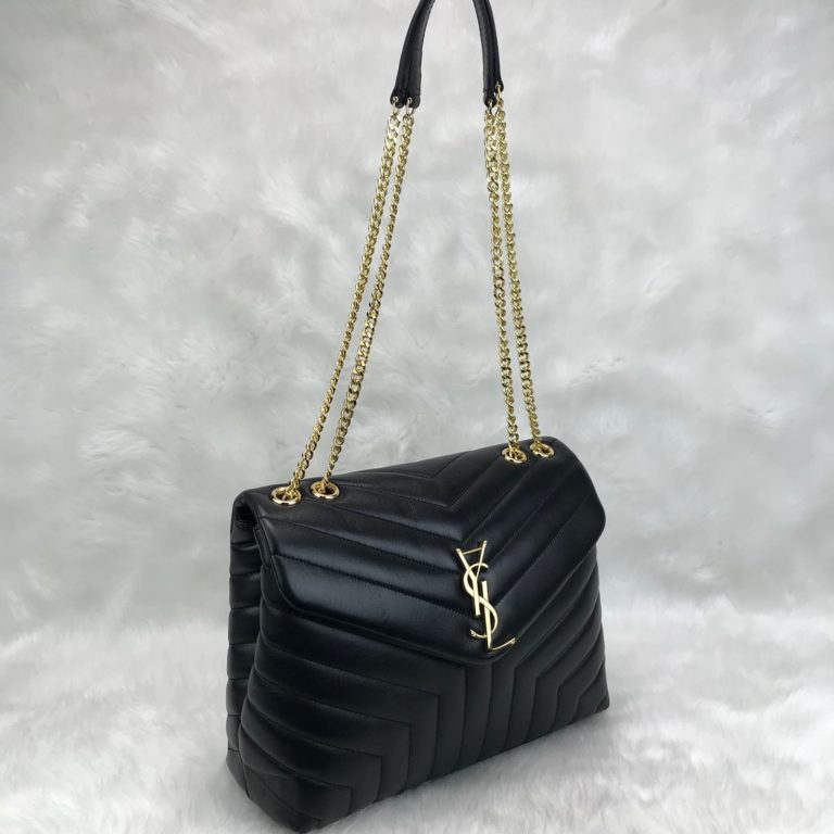 ysl saint laurent canta lou lou buyuk boy gold siyah 35x25