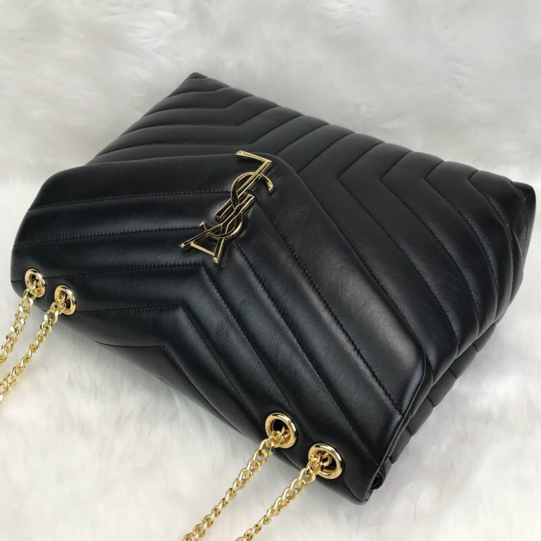 ysl saint laurent canta lou lou buyuk boy gold siyah 35x25