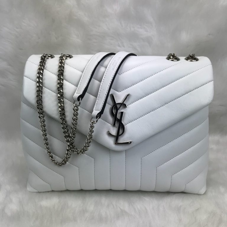ysl saint laurent canta lou lou buyuk boy silver beyaz 35x25