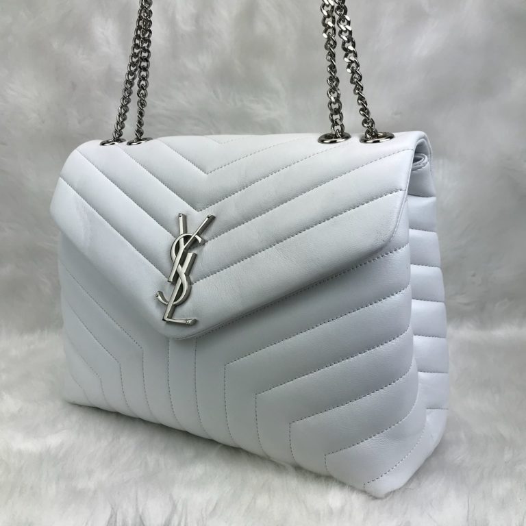 ysl saint laurent canta lou lou buyuk boy silver beyaz 35x25