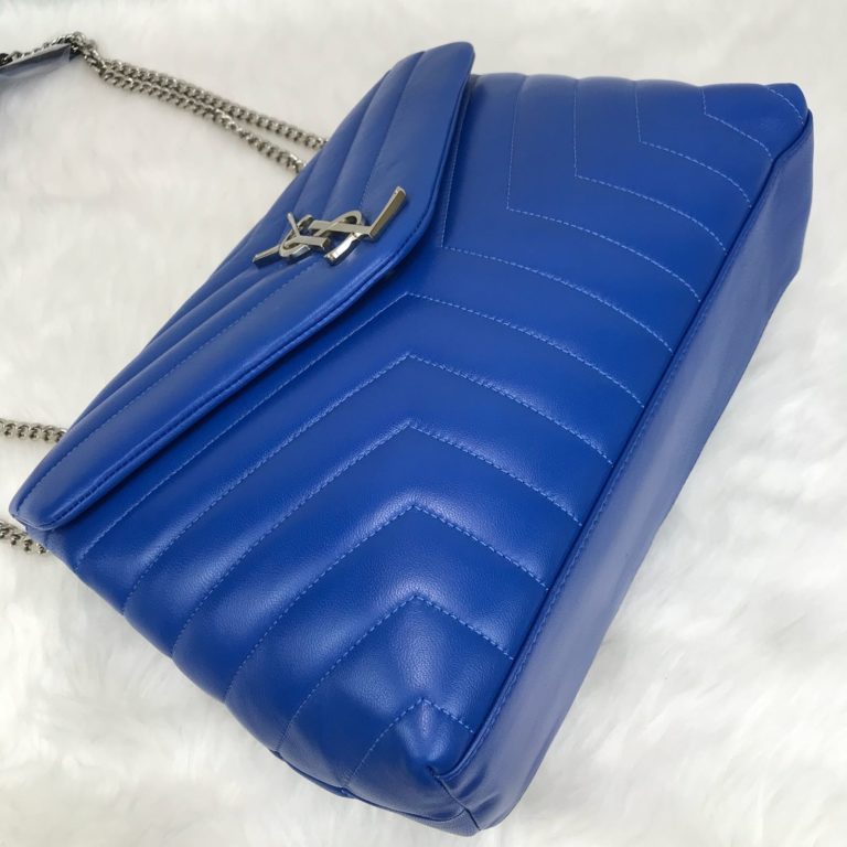 ysl saint laurent canta lou lou buyuk boy silver civit mavi 35x25